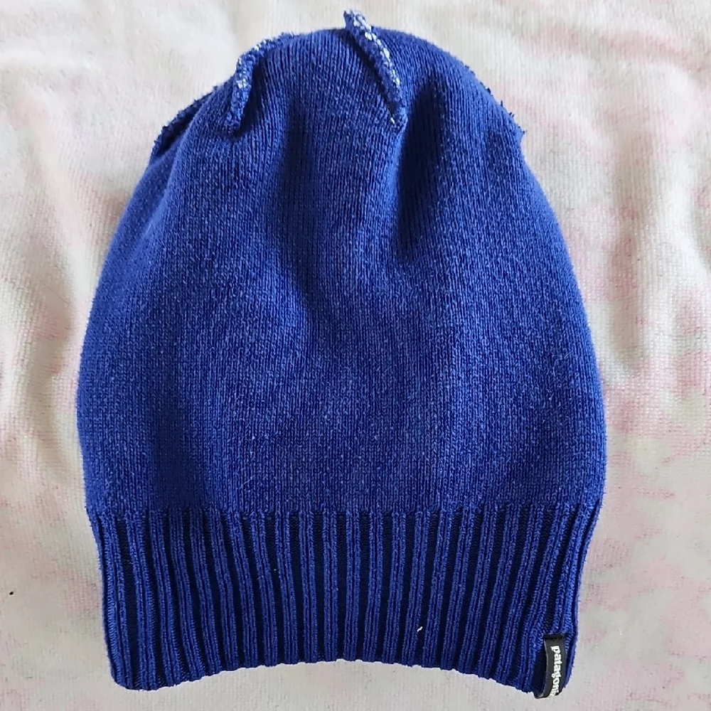 Patagonia Unisexual White, Red and Blue Striped Beanie